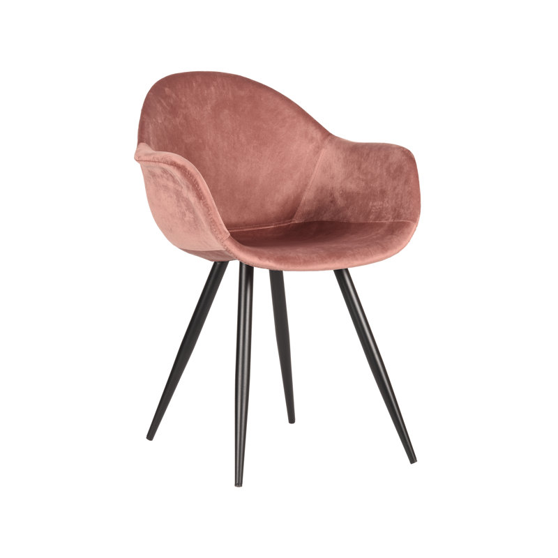 Feather 49cm H Velvet Upholstered Armchair, Old Pink