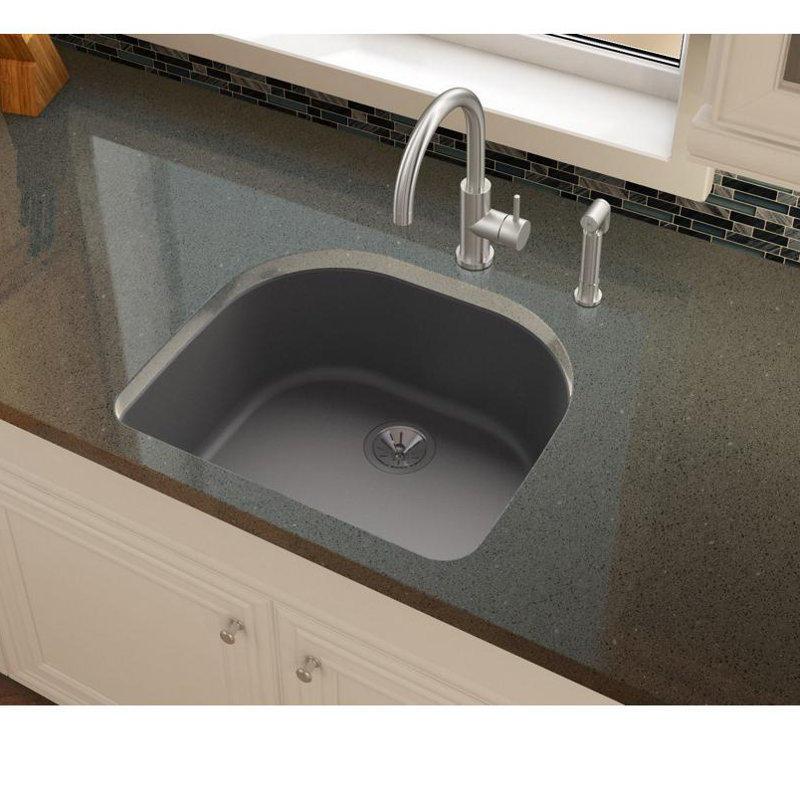 Quartz Luxe 25" L x 22" W Undermount Kitchen Sink, Charcoal
