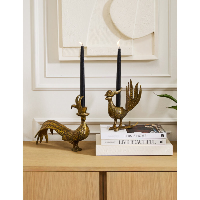 E+E Pheasant Candlestick, 8.25"x 4.25"x 8.25"