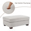 Upholstered Beige Square Corduroy Ottoman with Solid Wood Legs, Single Ottoman Modular Part For Sectional Sofa-283289089-301973241