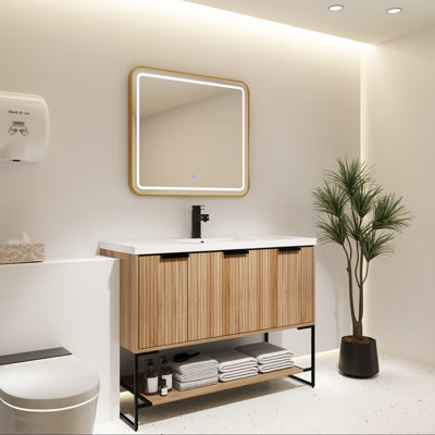 Meuble-lavabo autoportant de 48 po avec lavabo en résine