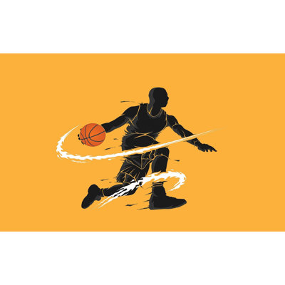 Murale pelez et collez de qualité supérieure - Silhouette d'un joueur de basketball