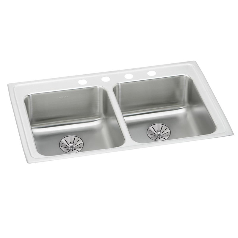 Évier de cuisine à double cuve encastrable en acier inoxydable L 33 po x l 20 po Elkay Lustertone
