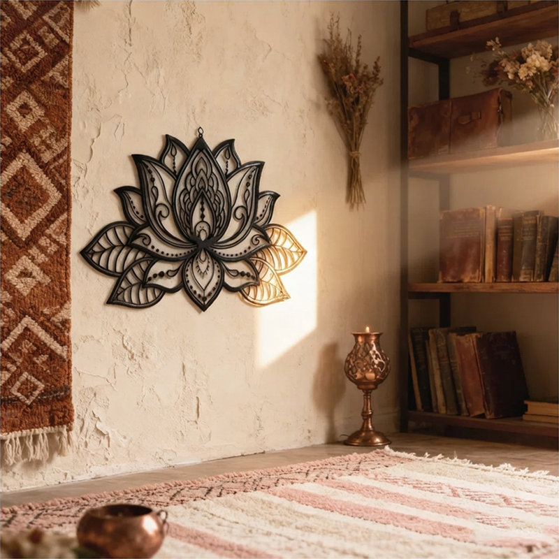 Art mural 3D lotus en métal