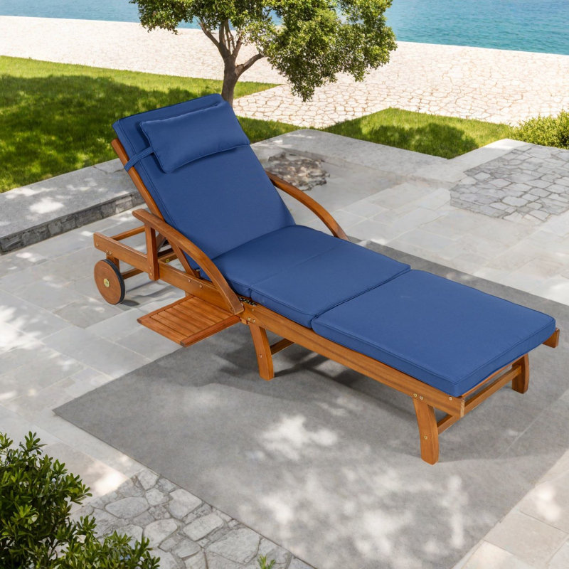 Méridiennes de patio réglables, chaise de piscine moderne en bois d'acacia