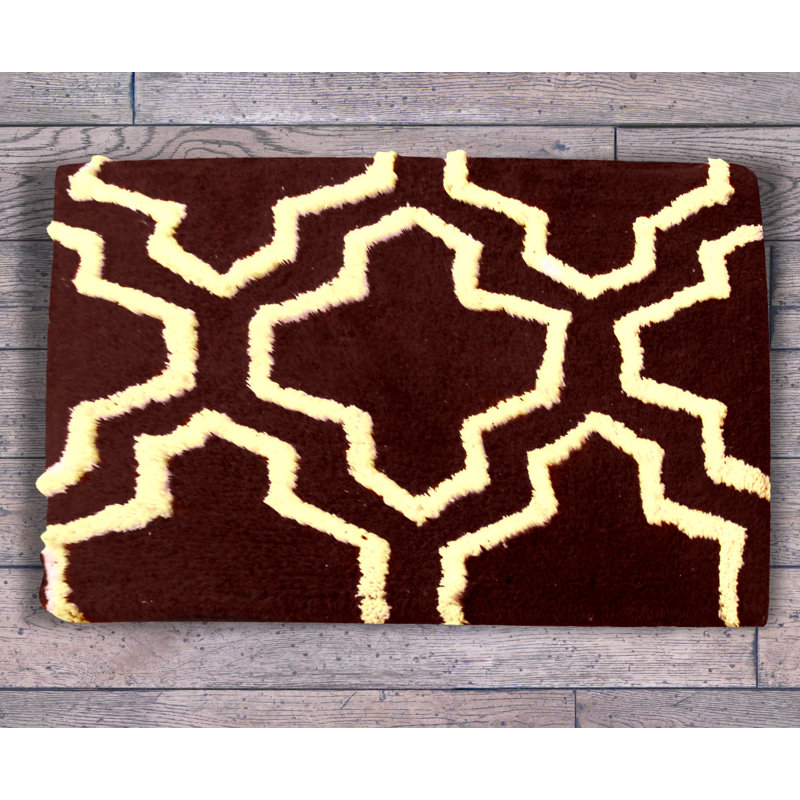 Ensemble de tapis géométriques antidérapants Mangum, Chocolat / ivoire