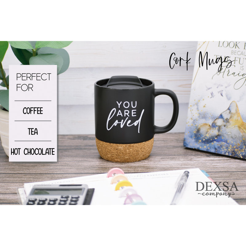 Tasse de fond en liège avec couvercle You Are Loved Designer - 14 oz