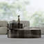Table basse ovale gris foncé à 2 niveaux avec plateau rotatif et structure en acier inoxydable-44825194