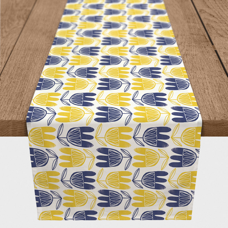 Rectangle Floral Polyester Table Runner, 90'' x 16''