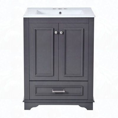 Armoire de rangement moderne de 24 po avec poignées argentées et portes à fermeture douce 24 po