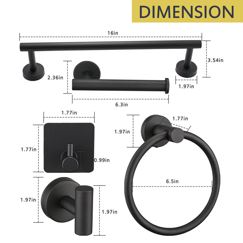 Wall Mounted 9-piece Bathroom Accessories Set