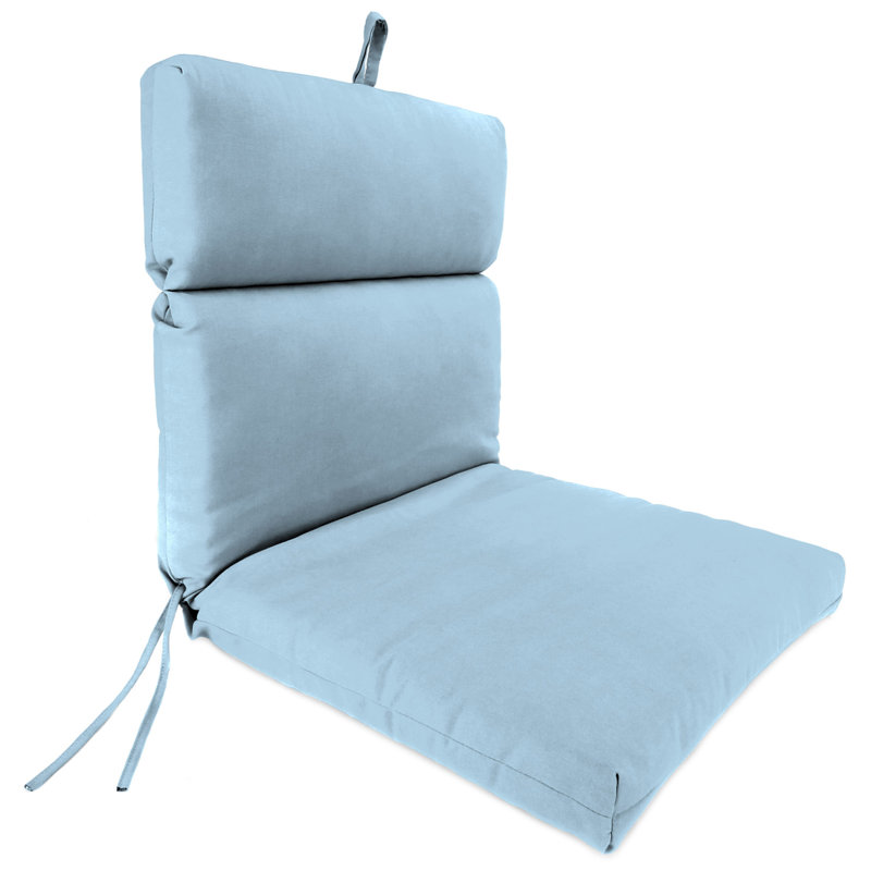 22" x 44" Outdoor Chair Cushion with Ties and Loop, Canvas Air Blue