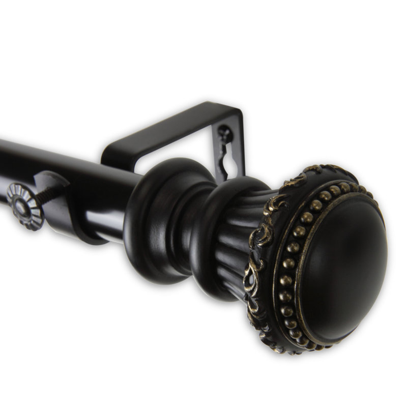 Brickton Steel Adjustable Single Curtain Rod, 48" - 84", Black