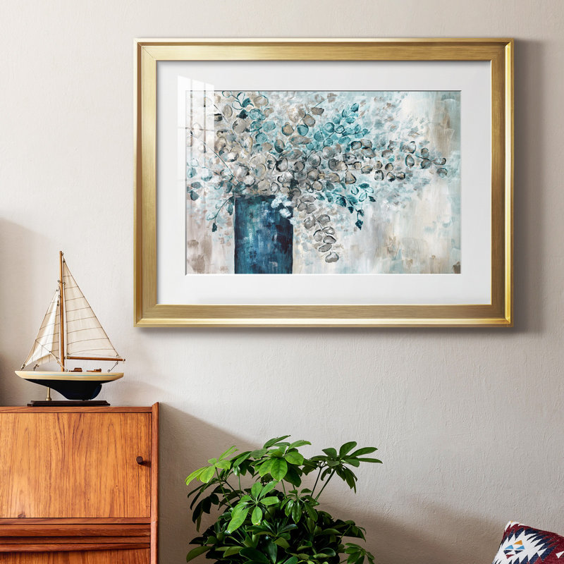 Eucalyptus - Peinture encadrée, H 26,5 po x l 36,5 po x P 1,5 po, Papier avec cadre doré