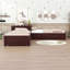Lit plateforme simple en L en bois avec table intégrée, lit gigogne et tiroirs de rangement-971695984