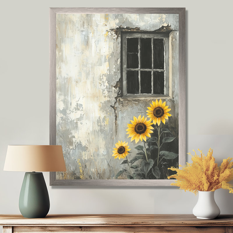 Dodwell - Floral Canvas Wall Art, H 32 po x l 16 po, Argent argent, Reproduction encadrée d'une seule photo