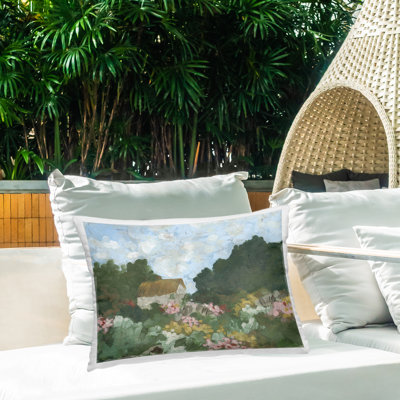 Coussin d'extérieur imprimé Cotswold Cottage Bungalow, design par June Erica Vess