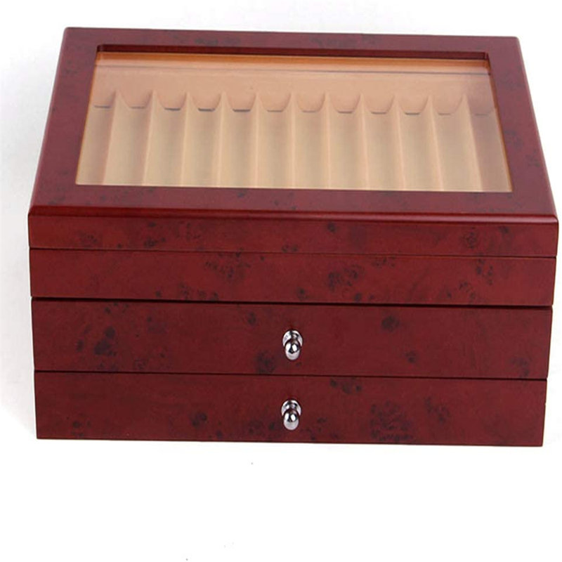 Babapour Solid Wood Pen Holder, 6.7" H x 14.2" W x 9.9" D, Red