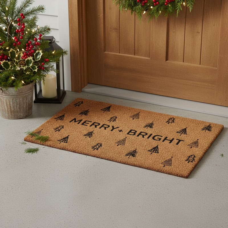 Paillasson 24 po x 36 po brun et noir Merry and Bright