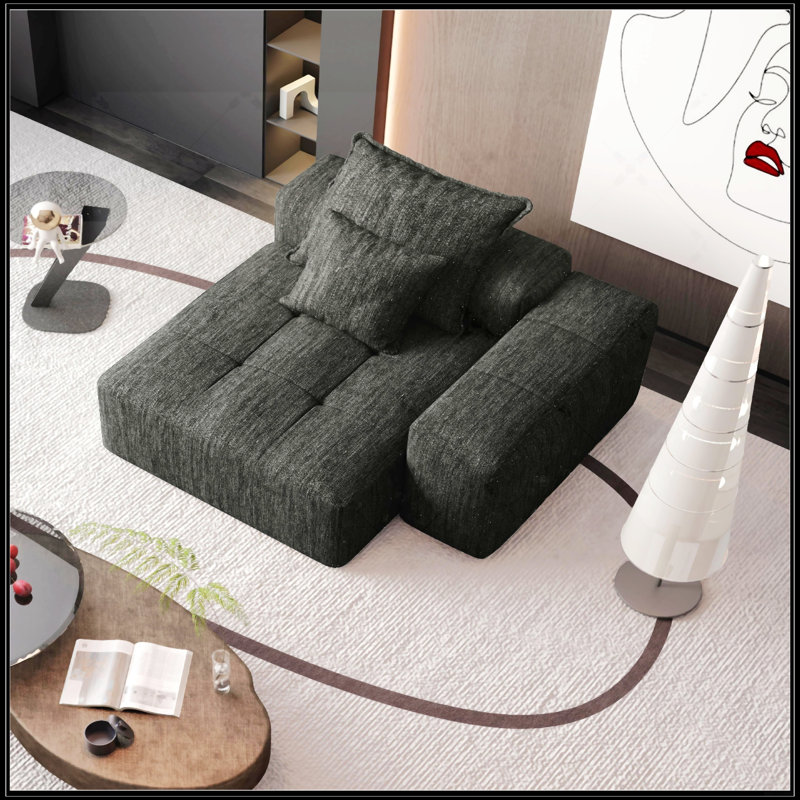 Modern Oversized Modular Sectional Sofa, Black