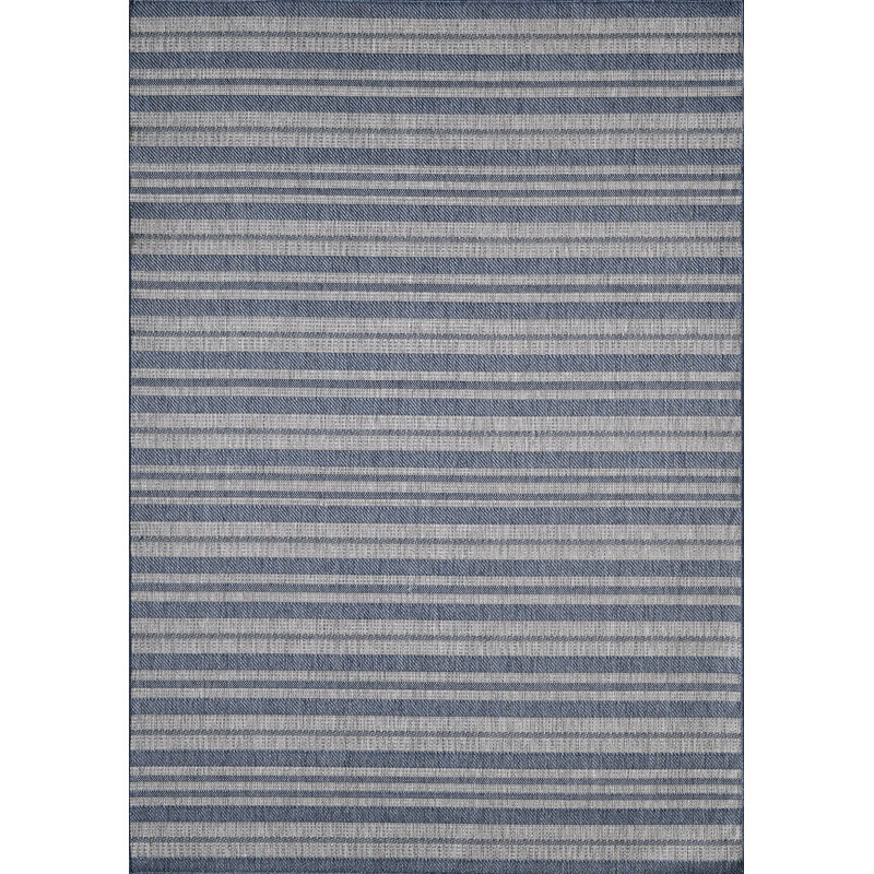 Brazoria Striped Indoor/Outdoor Area Rug, Rectangle 2'7" x 3'11", Blue