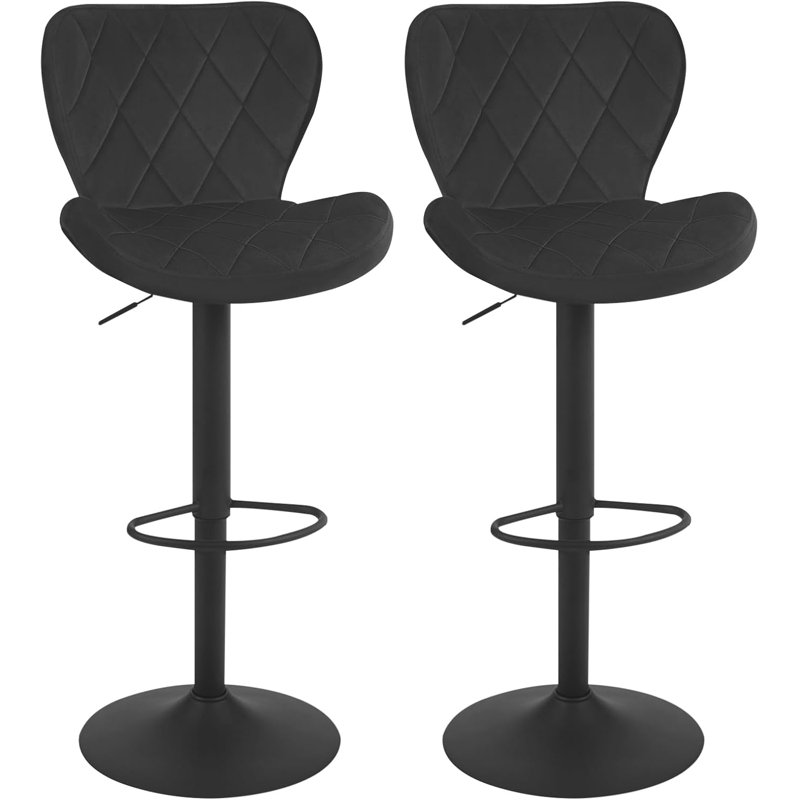 Bronxville Upholstered Adjustable Height Counter Stool with Metal Frame, Black