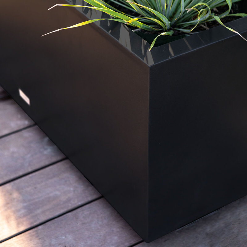 Block Series Long Box Planter, 16” H x 38” W x 15” D, Black
