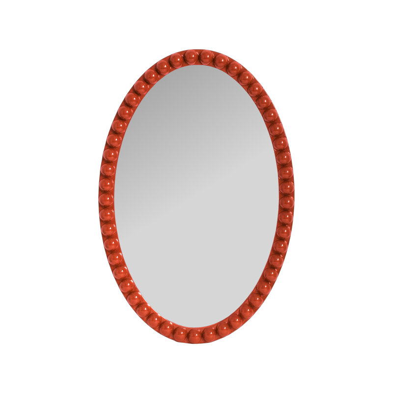 Varsha Oval Glossy Red Mirror, Light Red
