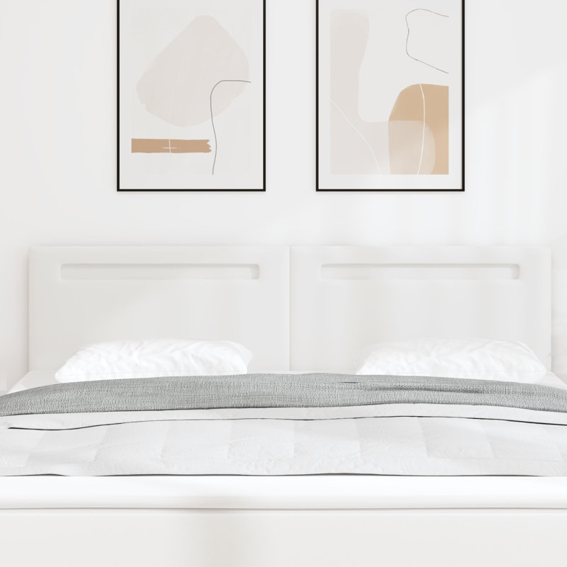 Headboard Plain Design Faux Leather, 98cm H x 180cm W x 5cm D, White, Super King (6')