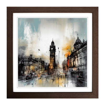 City Of Manchester Gestural Art - Single Picture Frame Print on Wood