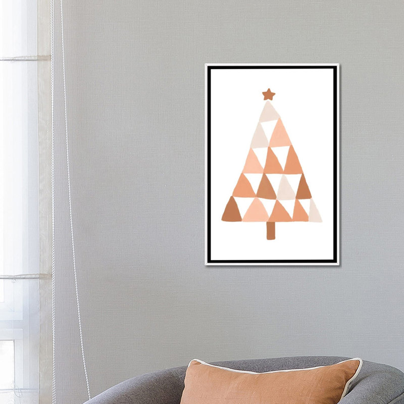 Arbre de Noël pastel par Orara studio-reproduction d’art, Pas de tapis, H 26 po x l 18 po x 1,5 po, Toile blanche encadrée