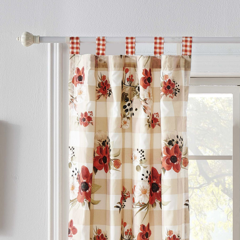 Red Tab Top Blackout Polyester Window Panel Pair