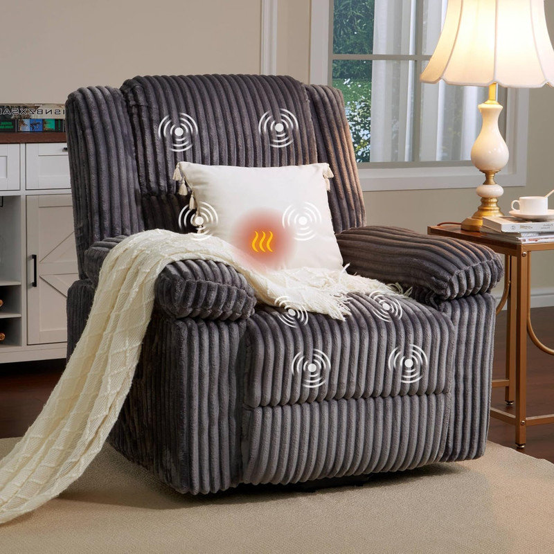 Power Lift Recliner Chair with Heat & Massage, Electric Plush Recliner for Elderly & Mobility Impaired, Dark Gray