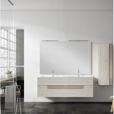Ensemble de meuble-lavabo double mural 64 "Malika