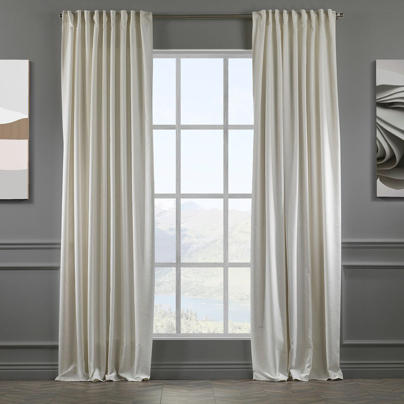 Blackout Thermal with Liner Extra Long & Extra Wide Decorative Curtain Single Panel, 140cm Width x 145cm Drop, White 