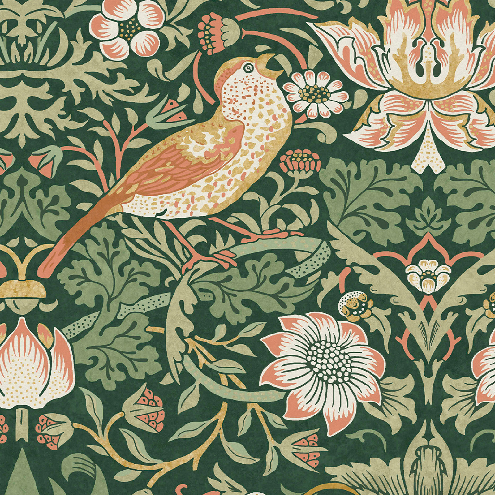 Floral Wallpaper, Rich Green