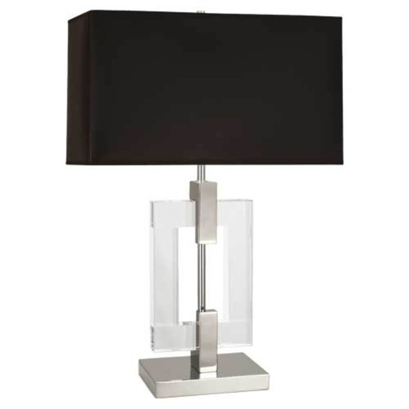 Lincoln Table Lamp, Black Opaque, Polished Nickel/Clear