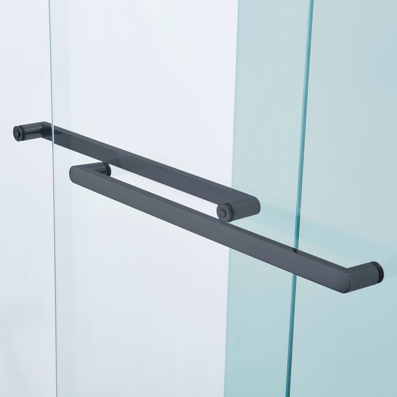 Porte de douche coulissante double l 60 po x H 75 po Porte de douche en verre trempé 5/16 po, Gris