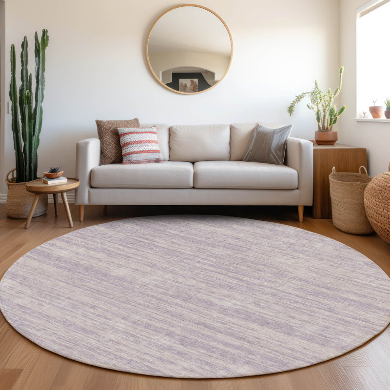 Premium Machine Washable Prisco Lavender Rug, Round 8'