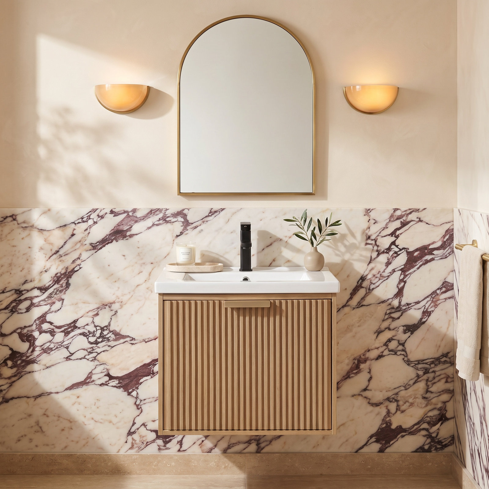 Anelie 24" Single Bathroom Vanity, Oak, Gold