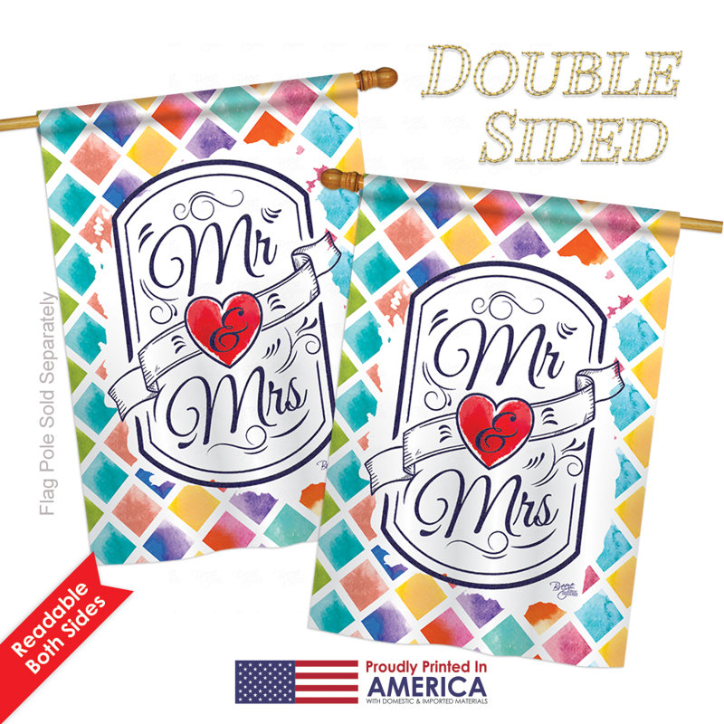 Drapeau de maison / jardin en polyester Mr et Mme, H 18,5 po x l 13 po