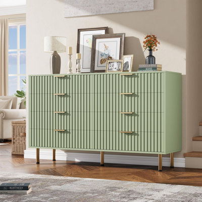 55" fluted 8 drawer dresser for bedroom, deep drawers