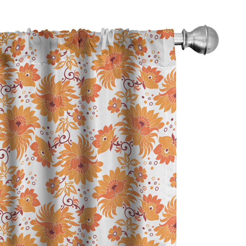Floral Semi-Sheer Rod Pocket Curtain Panels, 28" x 63"