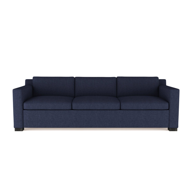 Mercer Track-Arm Sofa, 33.5" H x 84" W x 44" D, Box Weave Linen Pumice, Ebony