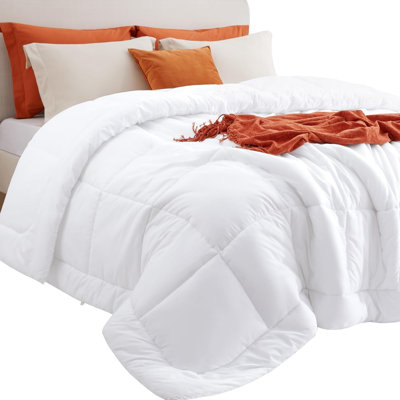 Bedsure Queen Color Block Quilted Duvet Insert – White, Down Alternative, All-Season