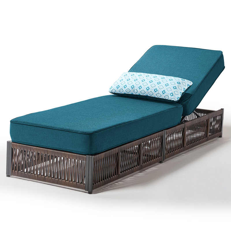 Ensemble de 4 chaises de patio réglables en osier avec table d'appoint Clybourn, Peacock Blue