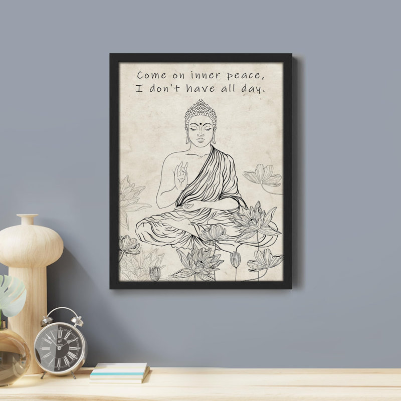 "Affiche de Bouddha, impression inspirée de lotus" sur papier, Noir, H 10 po x l 8 po