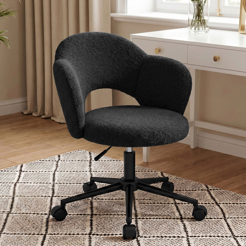 Chaise de bureau à dossier réglable avec hauteur et pivotant Lovely Petal, Noir, noir, noir, noir