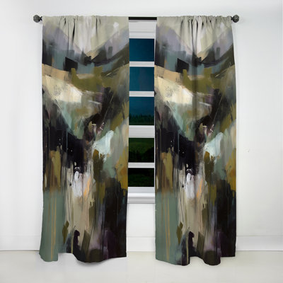 Abstract Delicate Brushstroke Painting III - Painting Abstract Blackout Curtain - 1 Panels