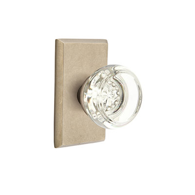 Emtek Passage Knobset w/ Sandcast #3 Rosette and Georgetown Glass Knob